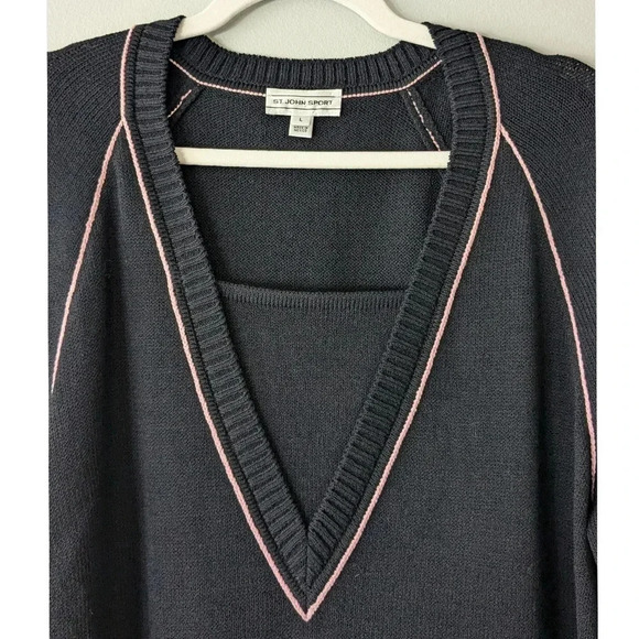 St. John Sport Santana Knit Varsity Style Sweater - Picture 3 of 8